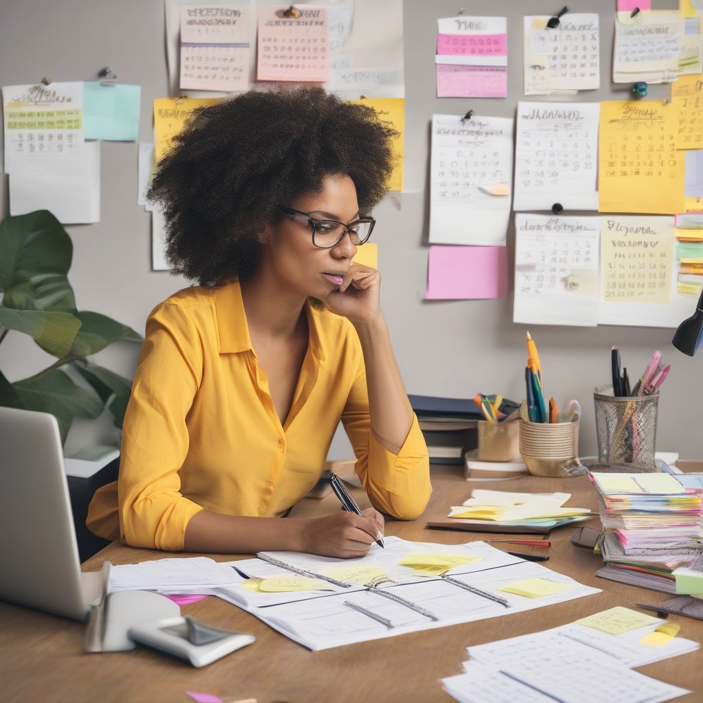 Woman Organizing Calendar and Taking Notes on Her Desk